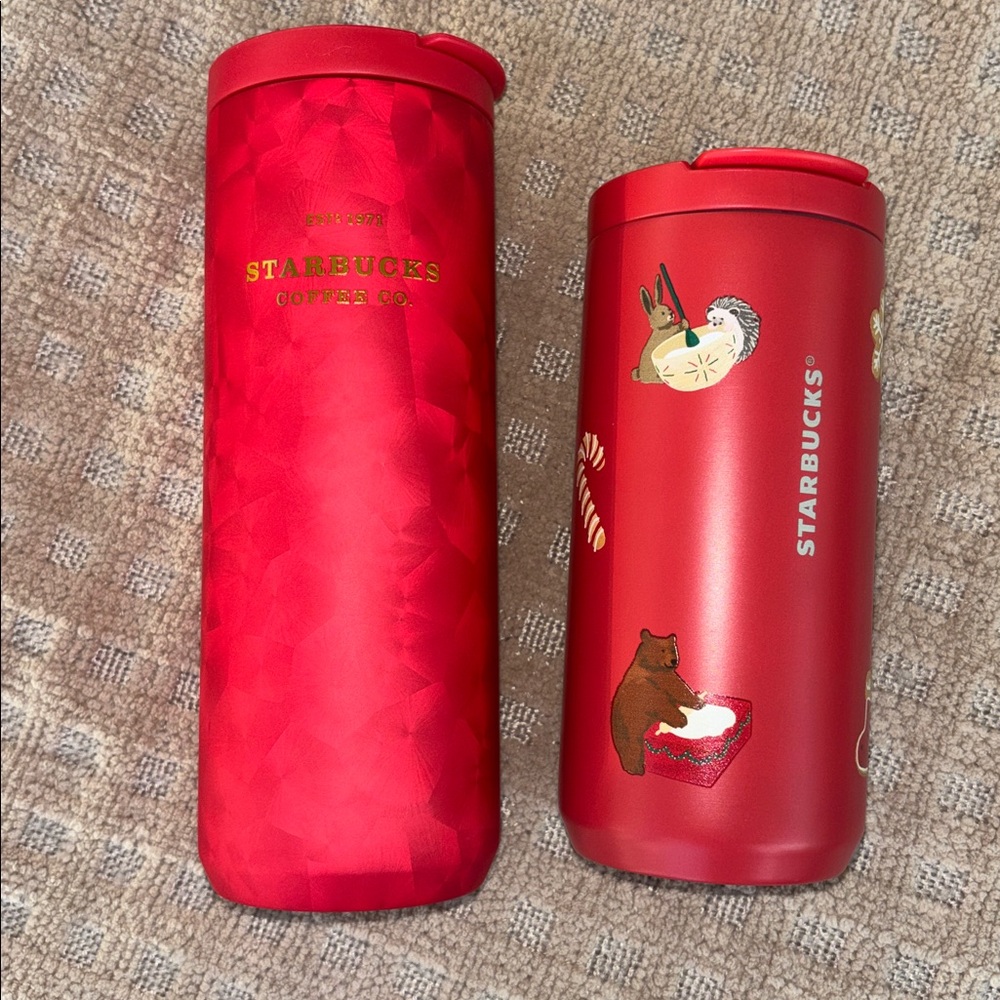 Duo of Red Holiday 2025 Tumblers, 16 oz and 12 oz!